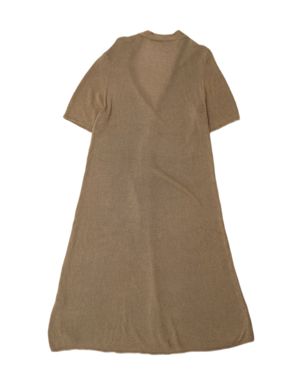 Abito a trapezio in maglia da donna Zara UK 16 grande viscosa kaki