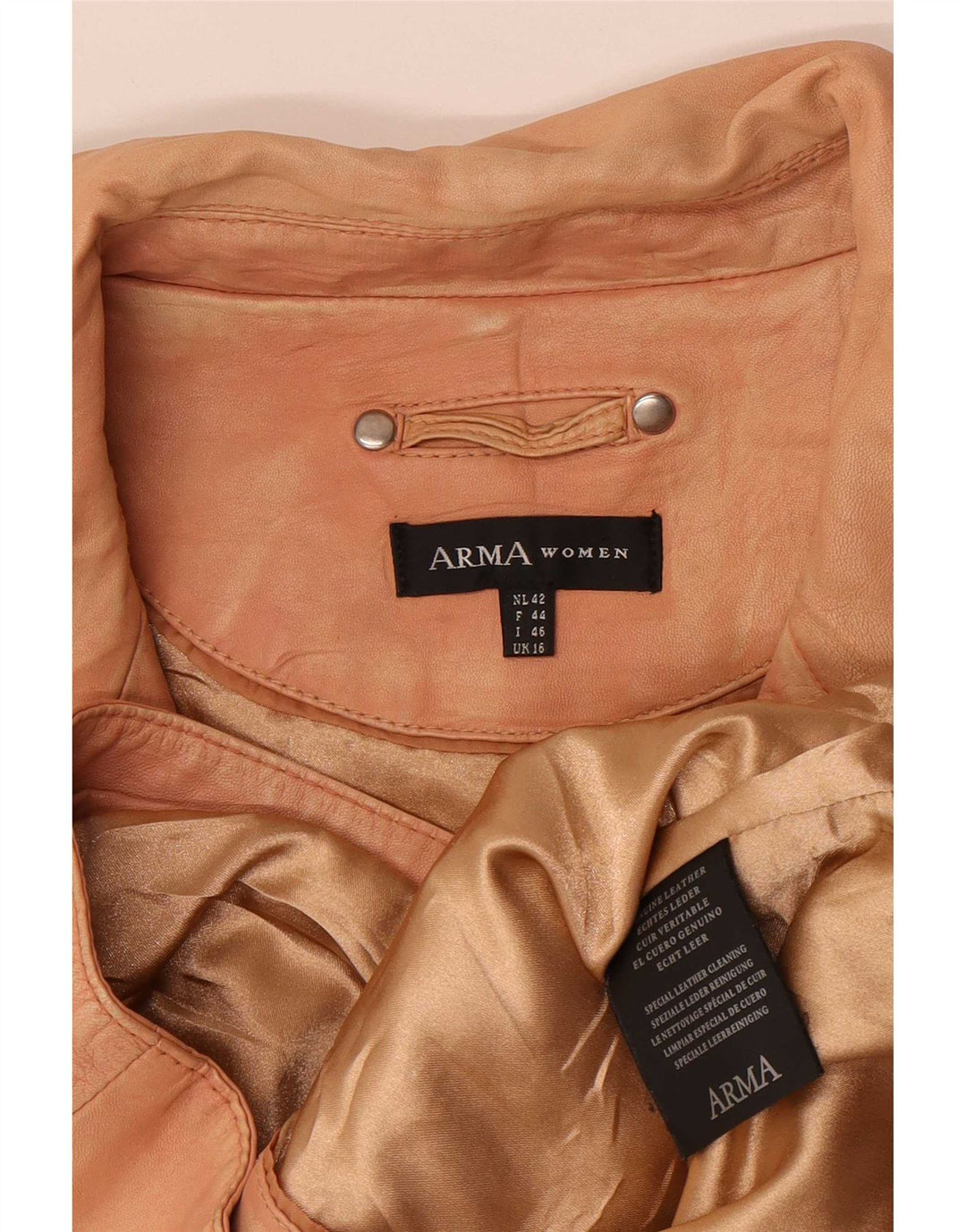 Giacca da motociclista in pelle da donna Arma UK 16 Large Beige
