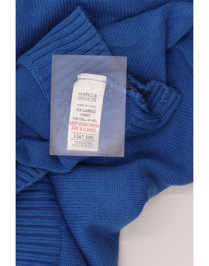 Maglione da uomo con scollo a V blu Harbour Marks & Spencer 2XL cotone blu