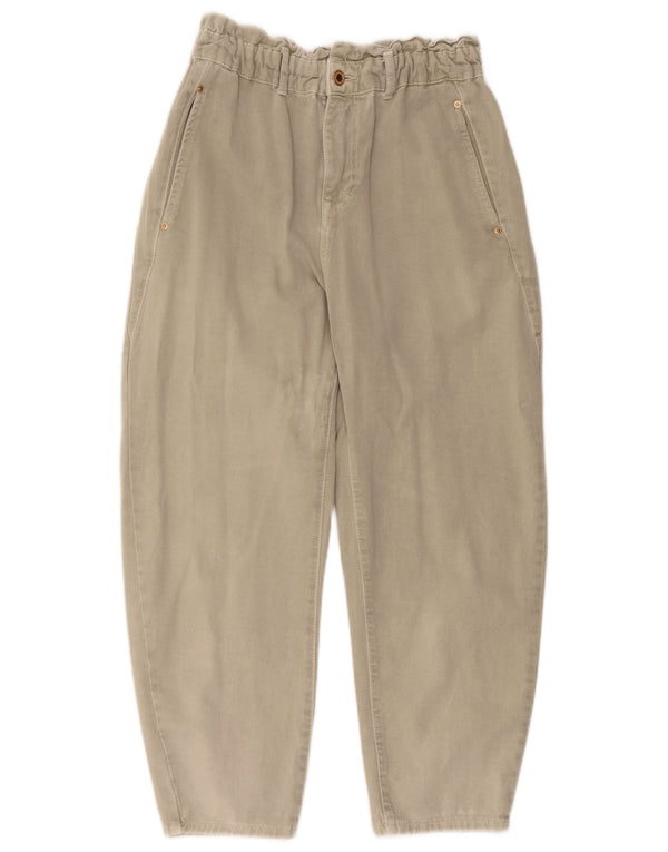 Pantaloni capri affusolati a vita alta da donna Zara EU 40 medio W30 L23 Beige