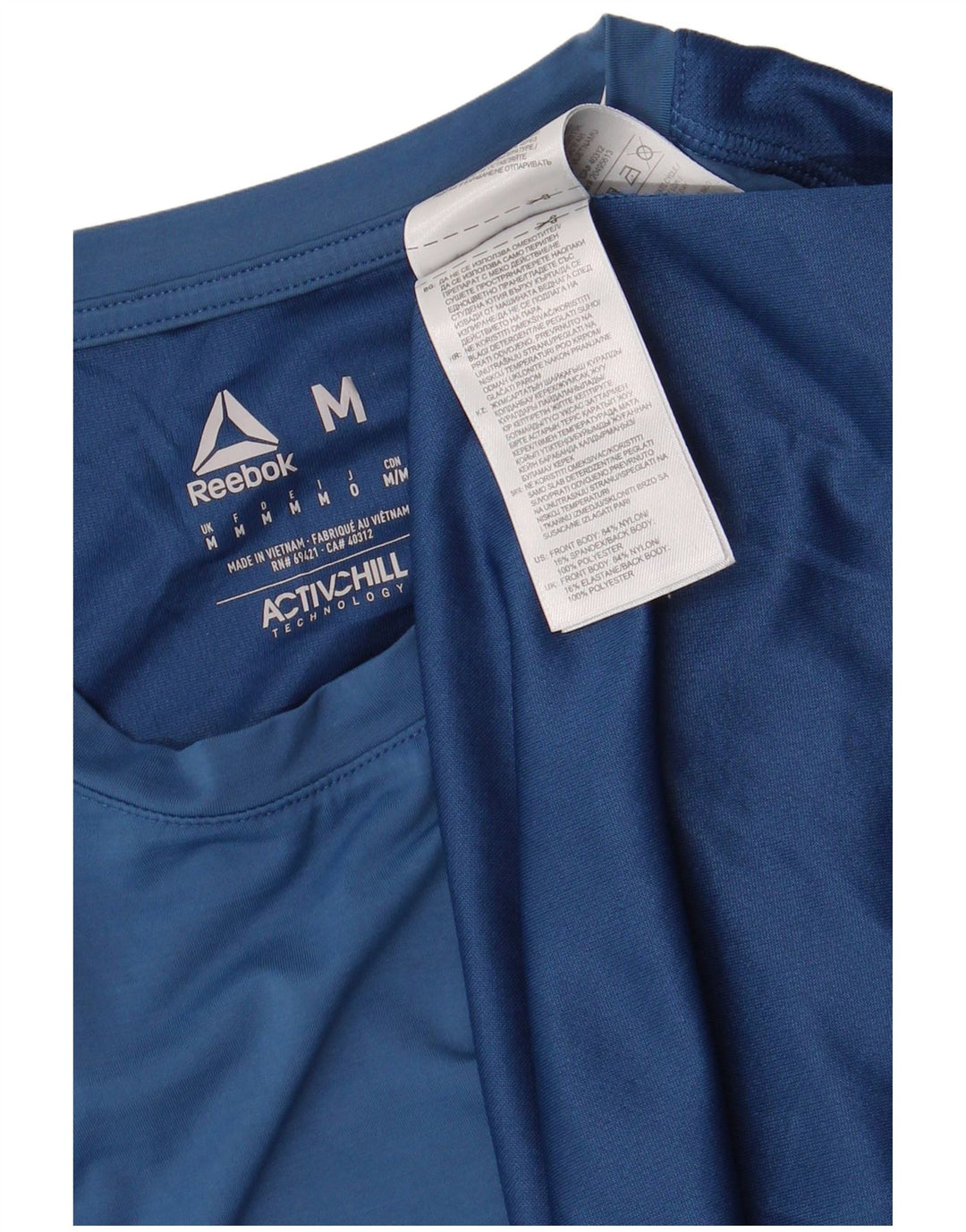 T-shirt Reebok da uomo Top in nylon blu medio