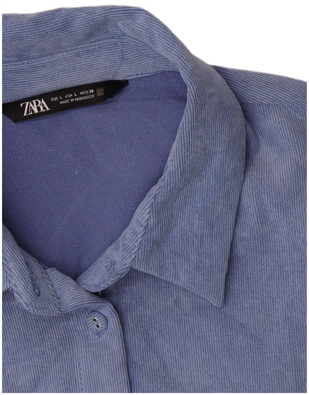 Camicia da donna oversize in velluto a coste Zara UK 16 grande poliestere blu