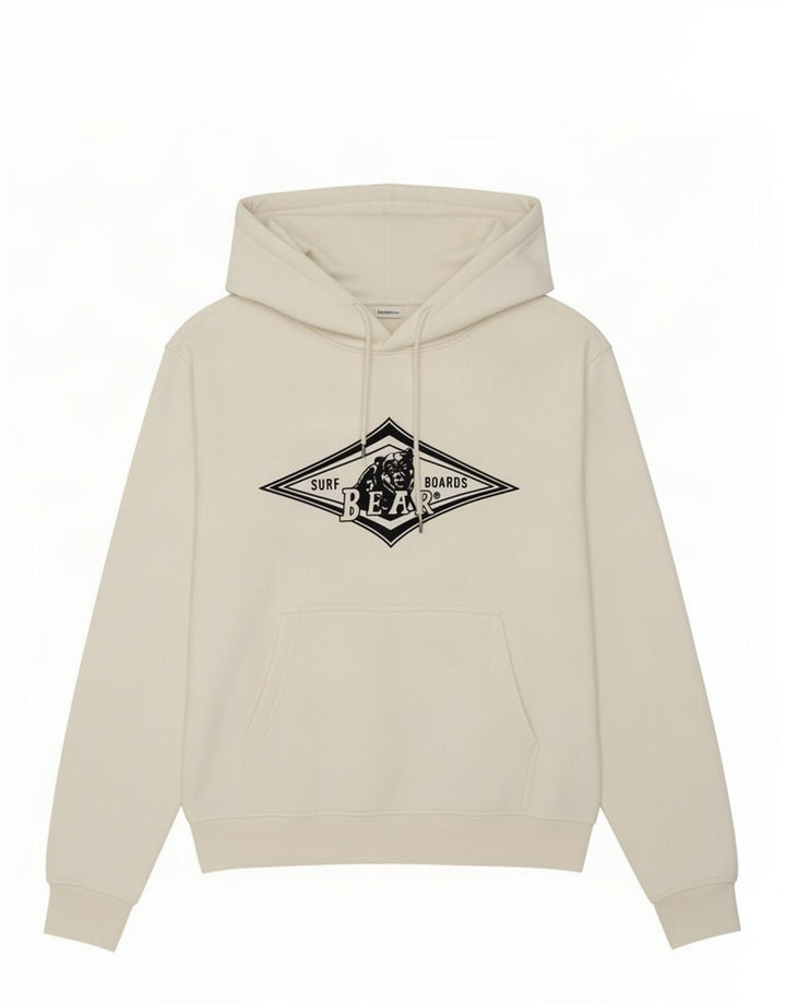 Maglione con cappuccio grafico da uomo Bear in cotone bianco medio