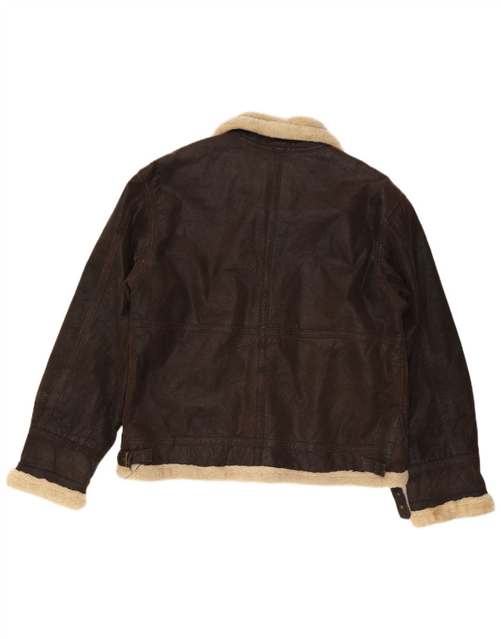 Giacca in pelle Sherpa da uomo CINTI UK 42 XL Marrone