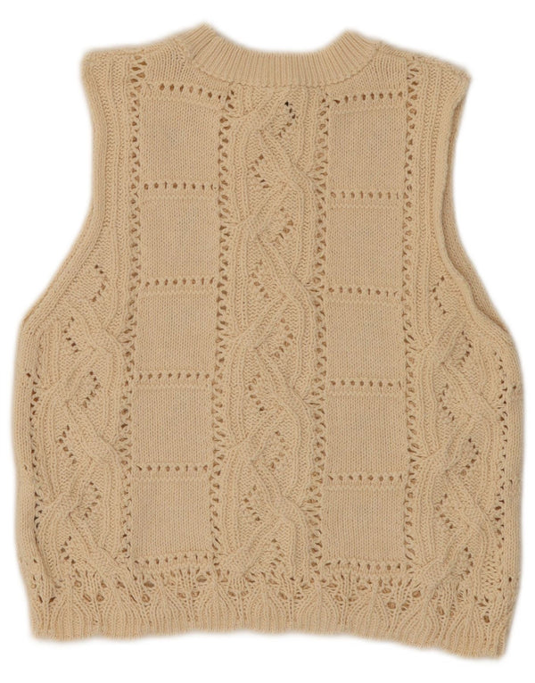 Canotta corta da donna Zara UK 10 piccola in cotone floreale beige