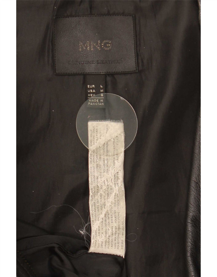 Giacca in pelle corta da donna Mango UK 14 grande pelle nera