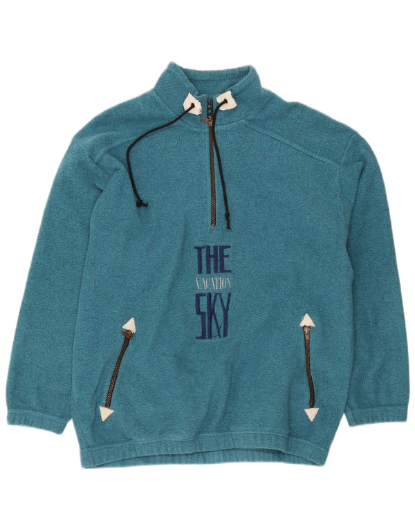 Maglione in pile Campagnolo da uomo con zip grafica e collo IT 48 blu medio