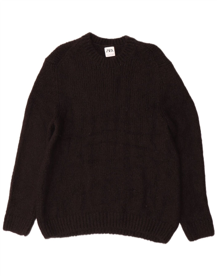 Maglione maglione girocollo da uomo Zara grande poliestere nero