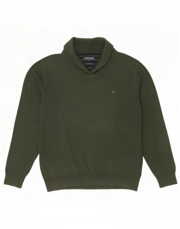 Tommy Hilfiger Uomo Maglione con collo a scialle 2XL Cotone verde