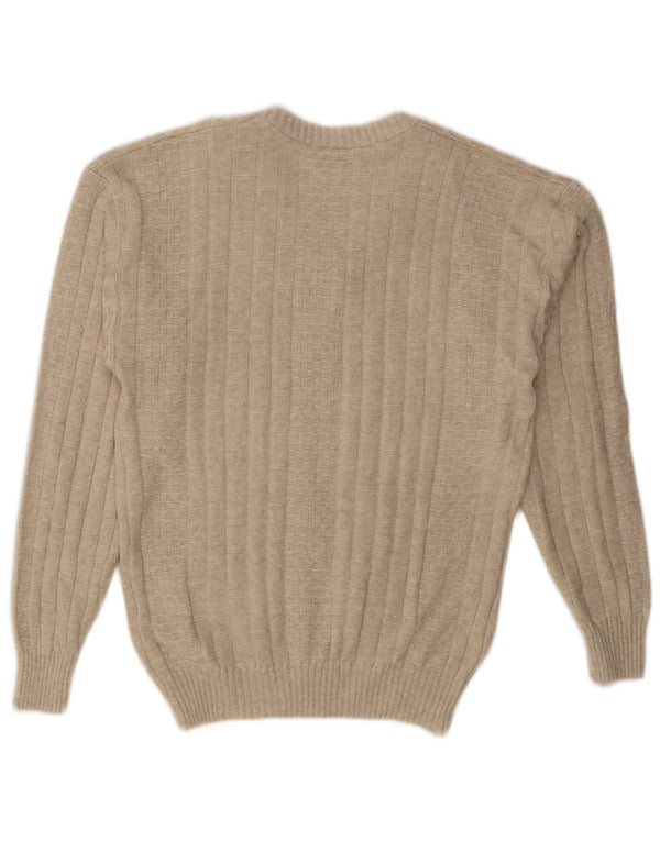Maglione vintage da uomo con scollo a V IT 54 XL in cotone beige