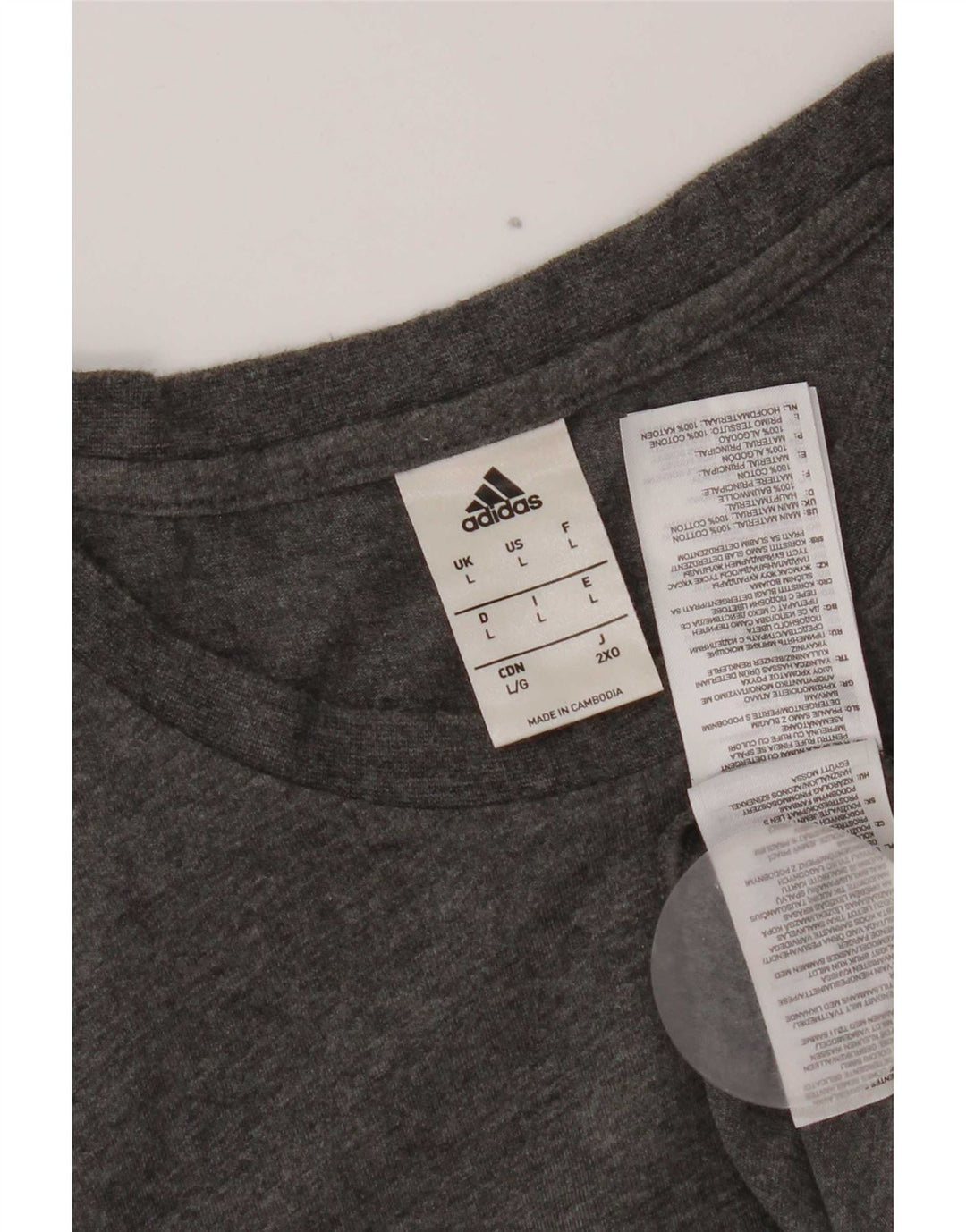 T-shirt Adidas da uomo Top Large in cotone grigio