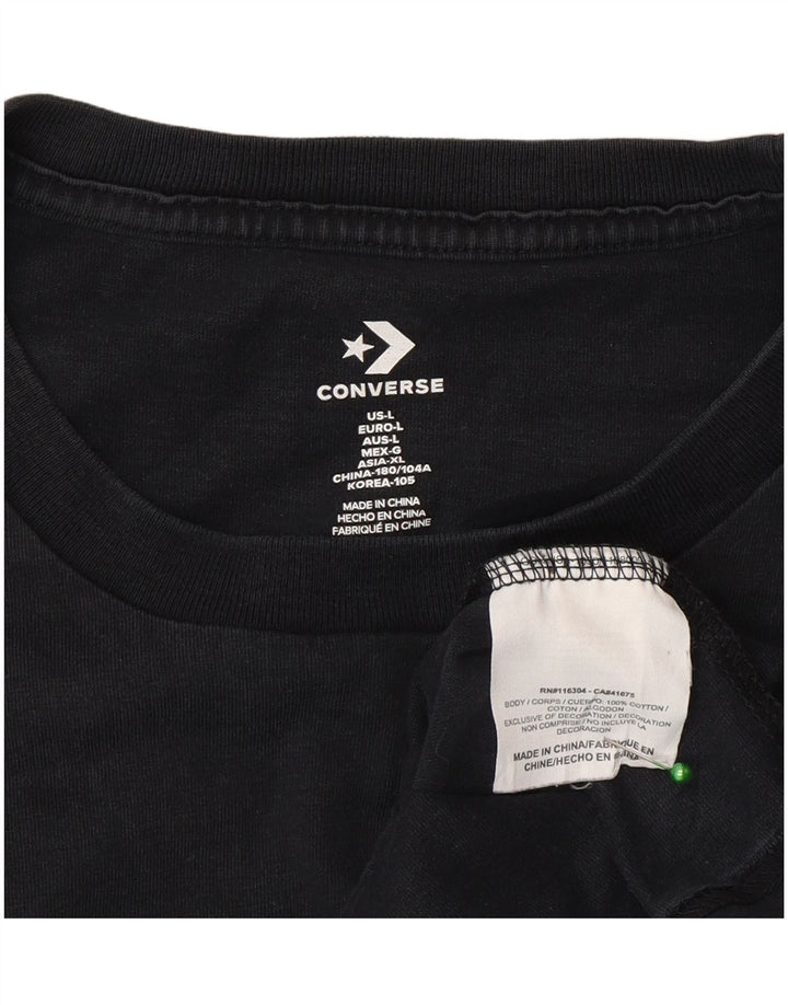 T-shirt grafica da uomo Converse Top grande in cotone nero