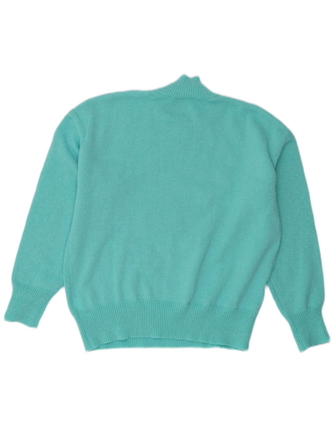 Maglione vintage da donna oversize con collo dolcevita UK 14 Turchese medio