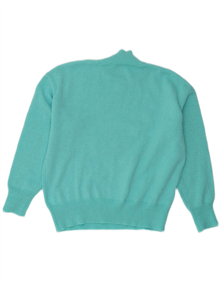 Maglione vintage da donna oversize con collo dolcevita UK 14 Turchese medio