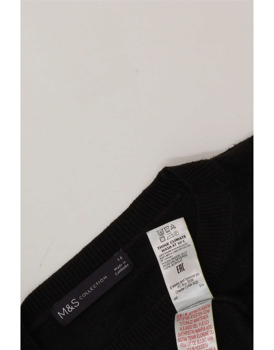 Maglione maglione girocollo da donna Marks & Spencer UK 14 acrilico nero medio