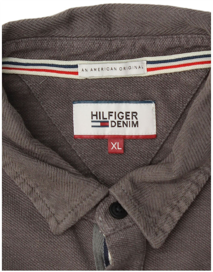 TOMMY HILFIGER Polo grafica da uomo a maniche lunghe XL grigia