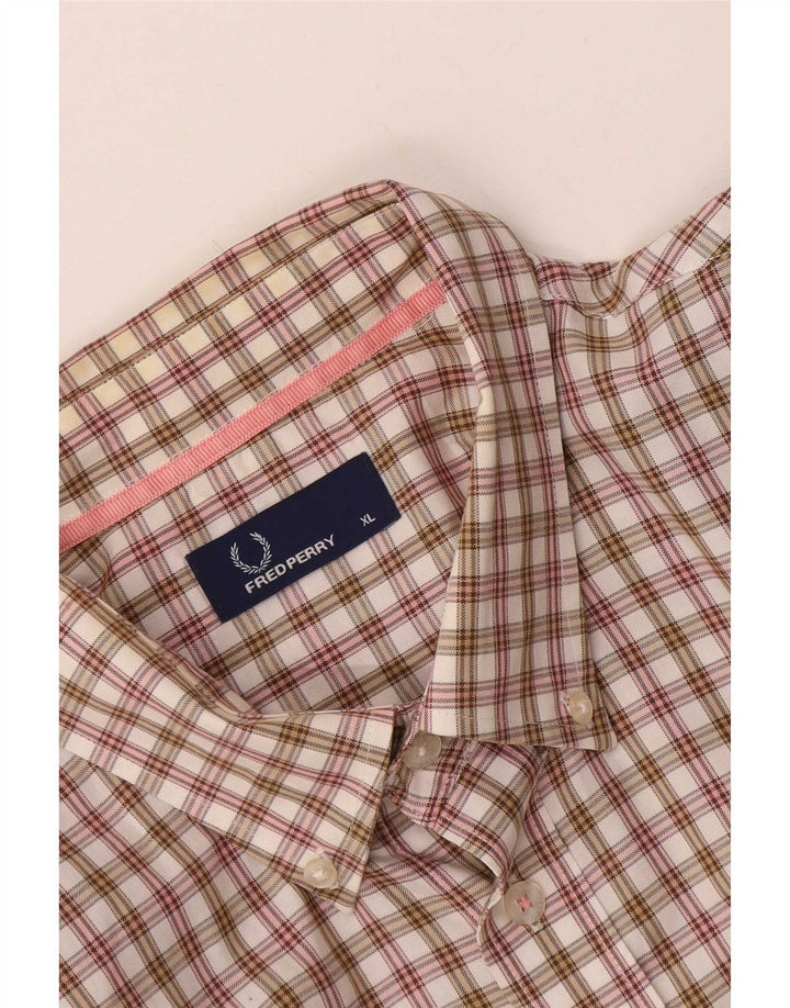 Camicia a maniche corte da uomo Fred Perry XL a quadri multicolore