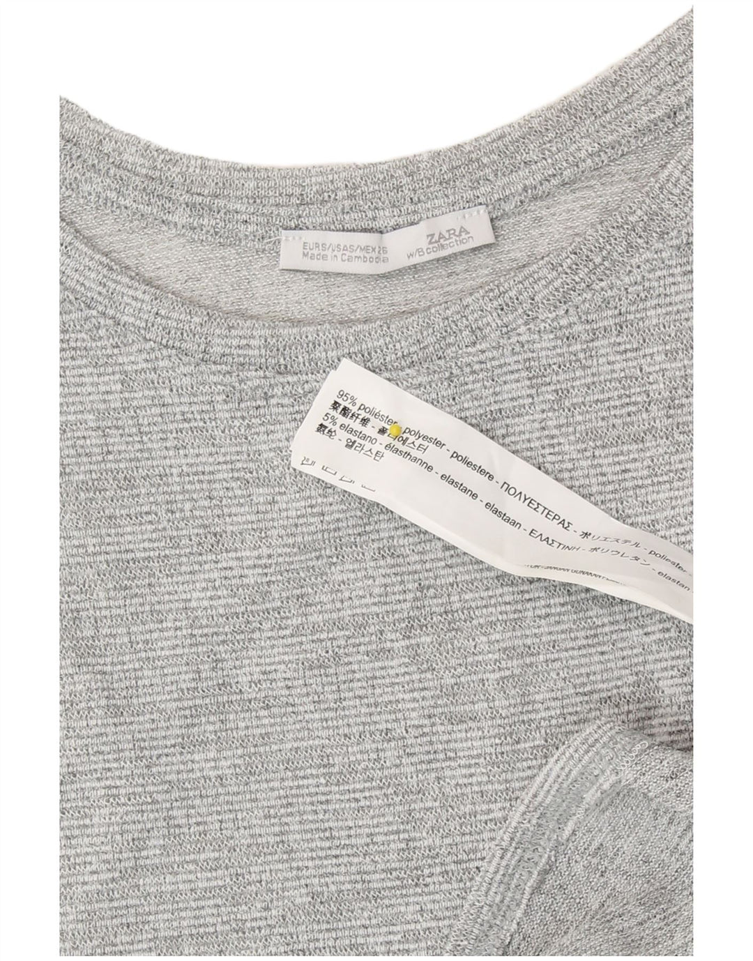 Top Zara da donna a maniche lunghe a maniche lunghe UK 10 piccolo poliestere chiazzato grigio