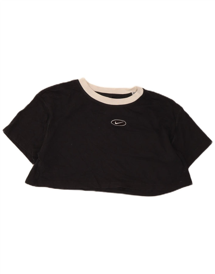 T-shirt corta Nike Swoosh da donna, piccola, in cotone nero