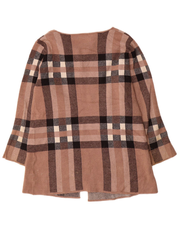 Maglione cardigan da donna Zara UK 16 lana a quadri marroni grandi