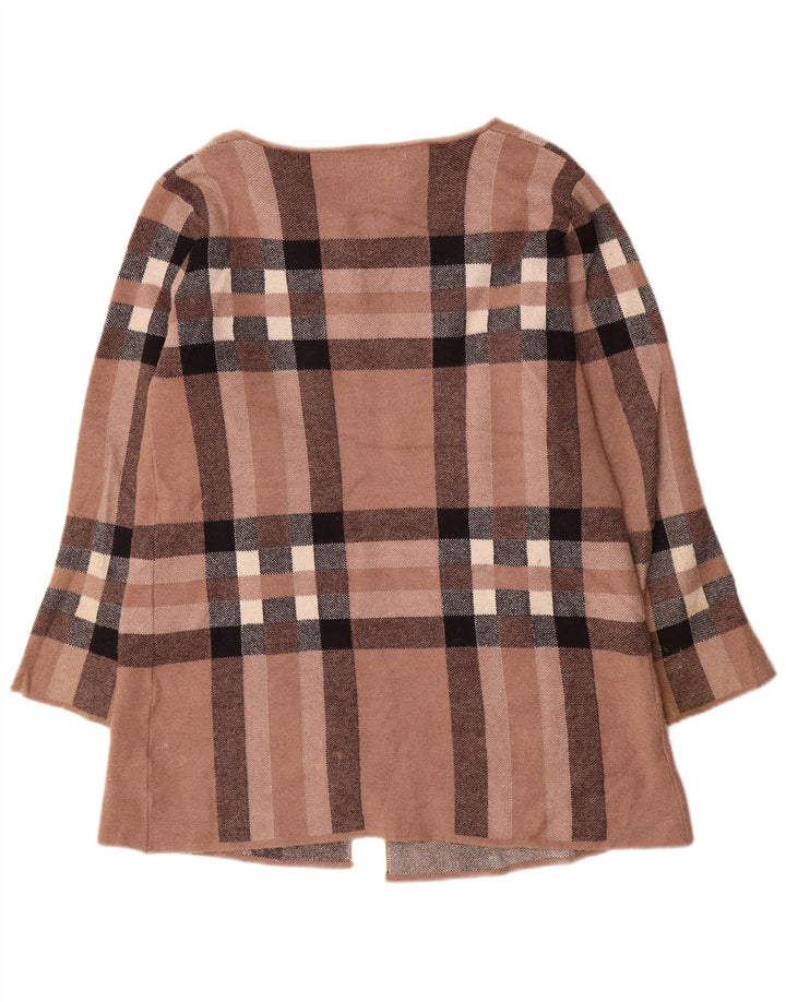 Maglione cardigan da donna Zara UK 16 lana a quadri marroni grandi