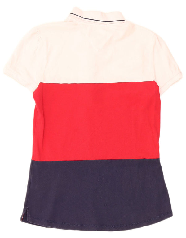 Tommy Hilfiger Womens Polo Shirt UK 12 Medium Multicoloured Colourblock