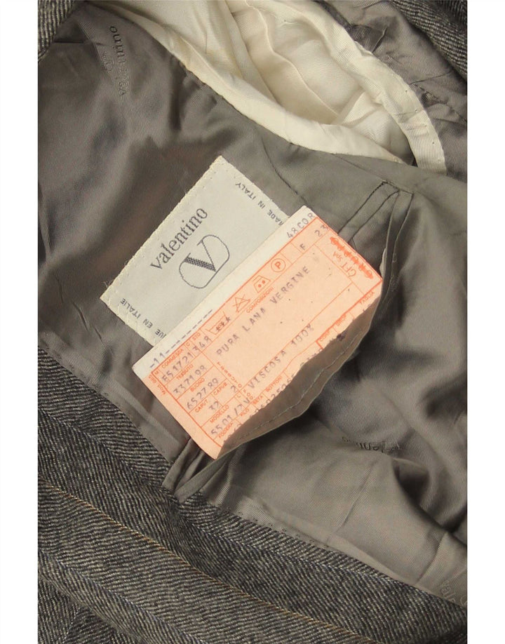 Giacca blazer da uomo a 2 bottoni Valentino IT 48 in lana vergine a righe grigio medio