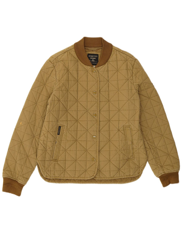 Giacca trapuntata da donna Superdry UK 10 Small in cotone kaki