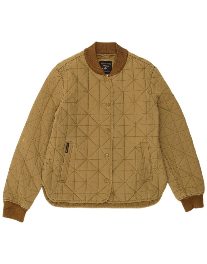 Giacca trapuntata da donna Superdry UK 10 Small in cotone kaki