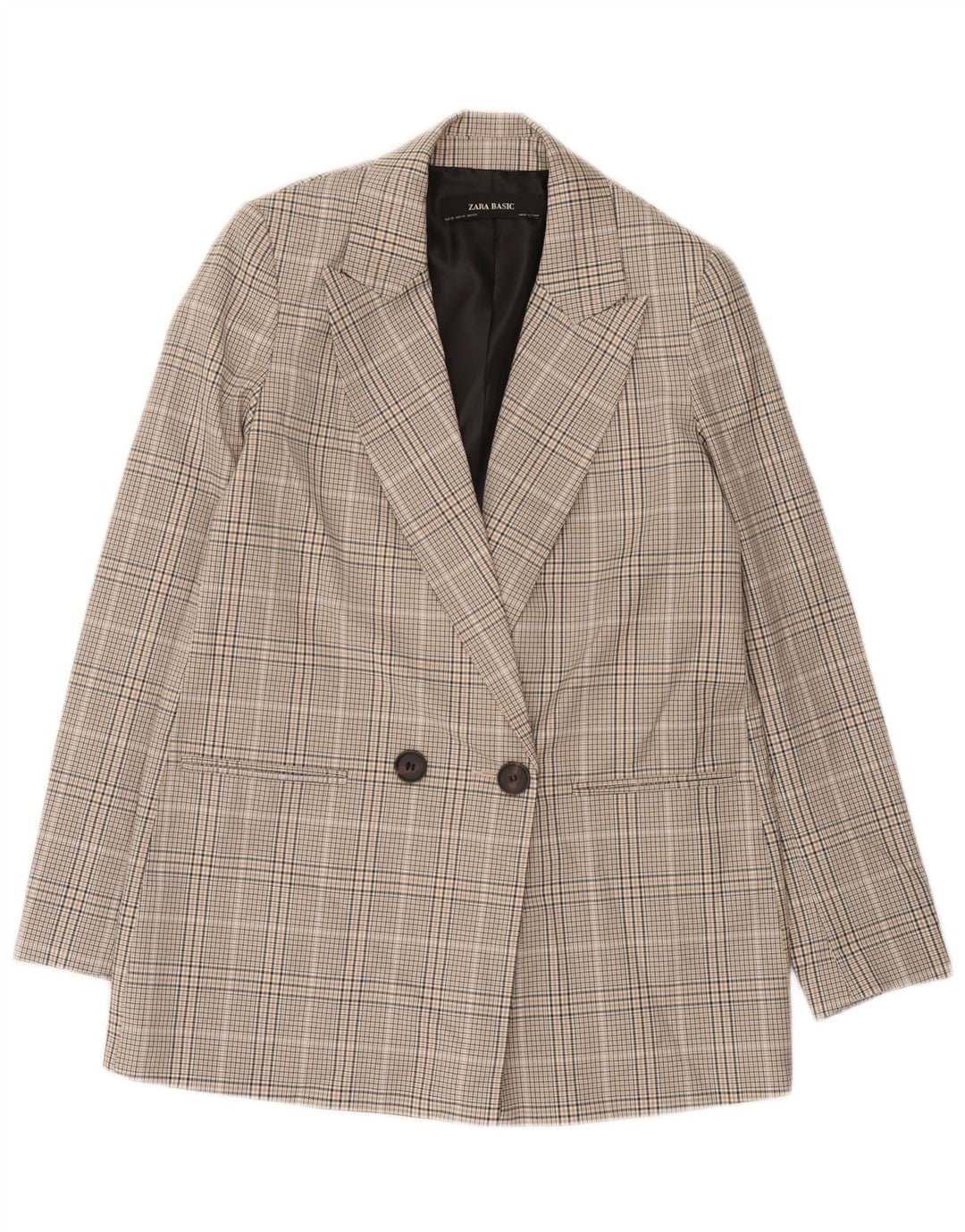Giacca blazer oversize doppio petto da donna Zara UK 6 XS grigio a quadri