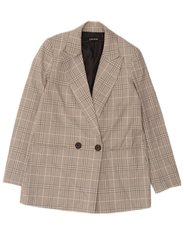 Giacca blazer oversize doppio petto da donna Zara UK 6 XS grigio a quadri