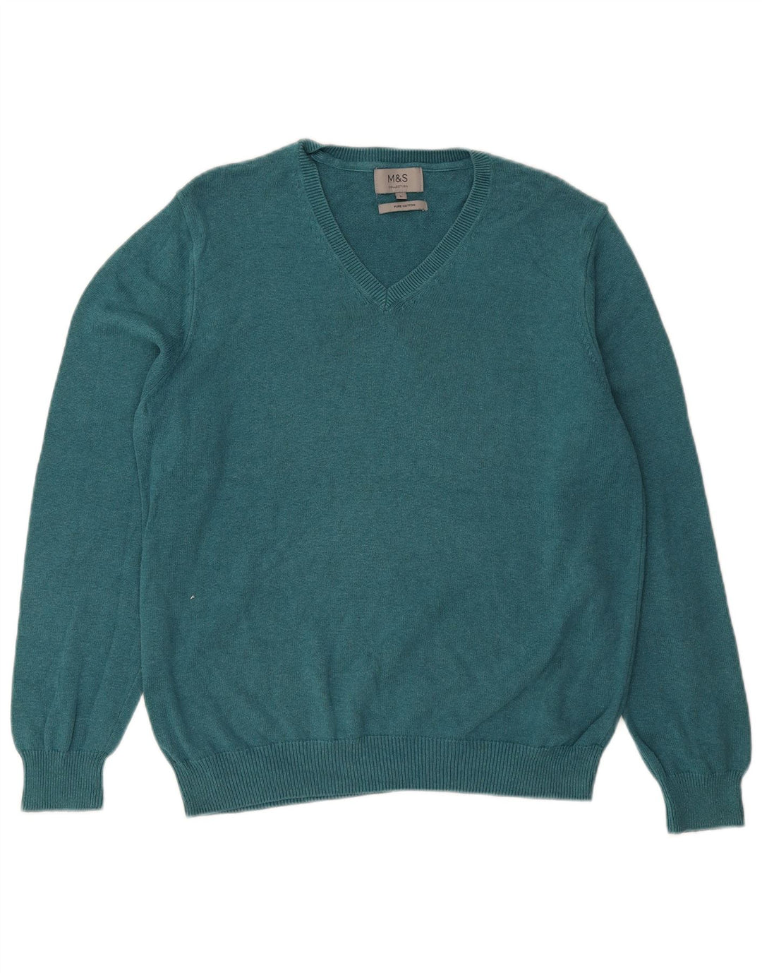 MARKS & SPENCER Maglione da uomo con scollo a V grande cotone blu