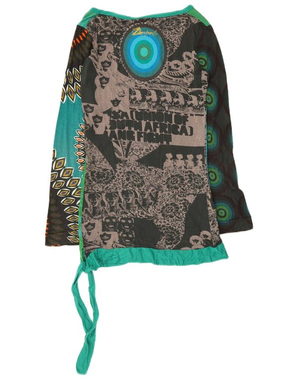 Desigual Womens Graphic Top manica lunga UK 12 medio multicolore