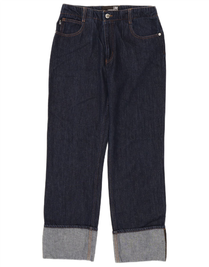 Jeans dritti da donna MOSCHINO W30 L28 cotone blu navy