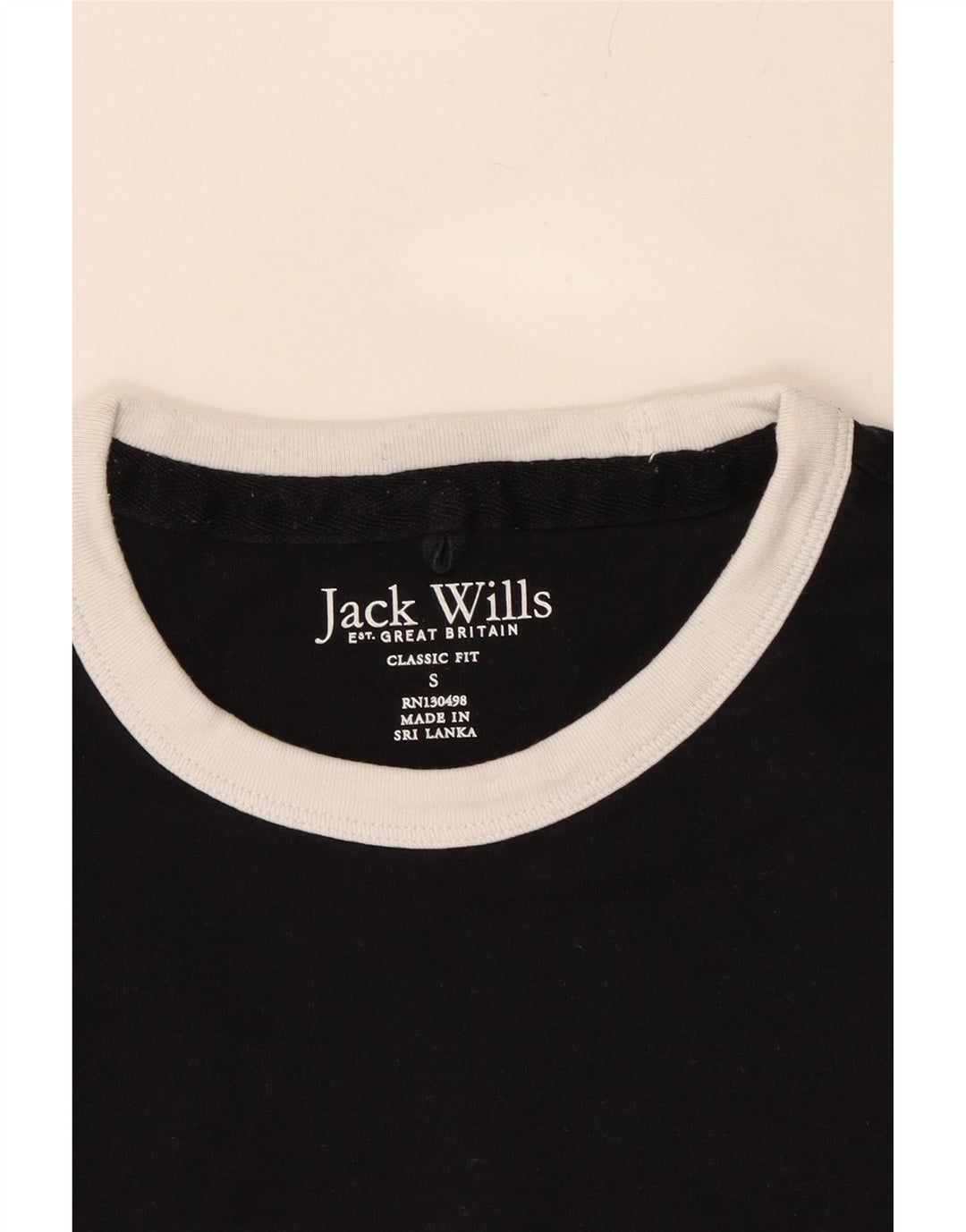 JACK WILLS Mens Classic Fit T-Shirt Top Small Black Cotton Vintage Jack Wills and Second-Hand Jack Wills from Messina Hembry 