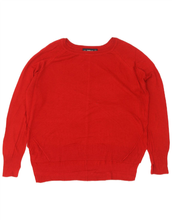Maglione maglione oversize con scollo a barca da donna Zara UK 10 piccolo rosso