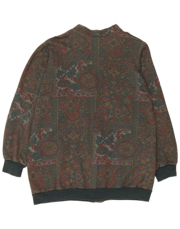 Maglione cardigan da donna vintage UK 16 grande verde Paisley
