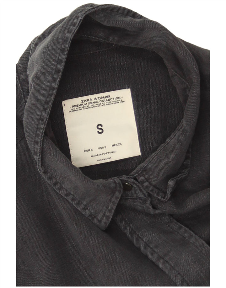 Camicia oversize da donna Zara UK 10 Small Lyocell grigio