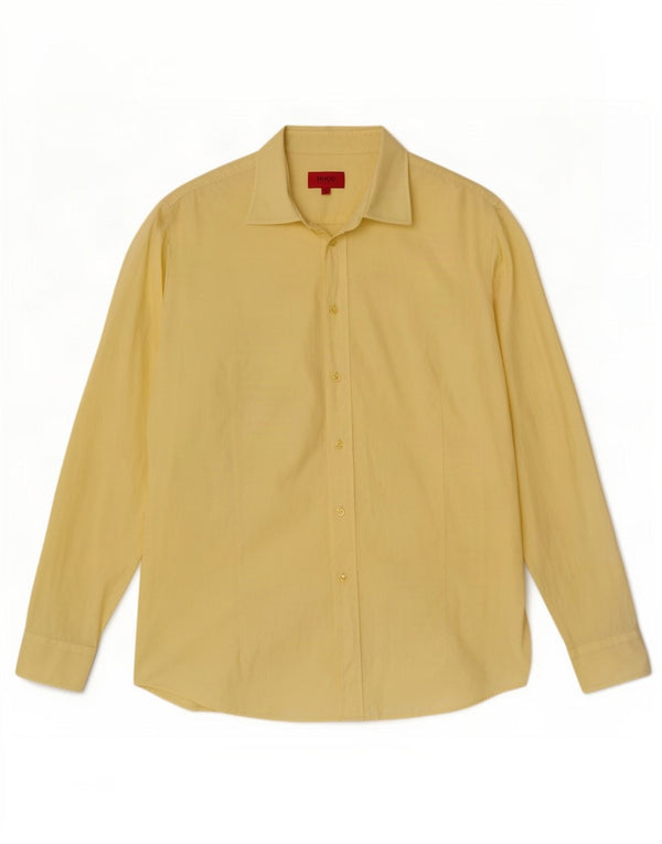 Camicia da uomo Hugo Boss XL in cotone giallo