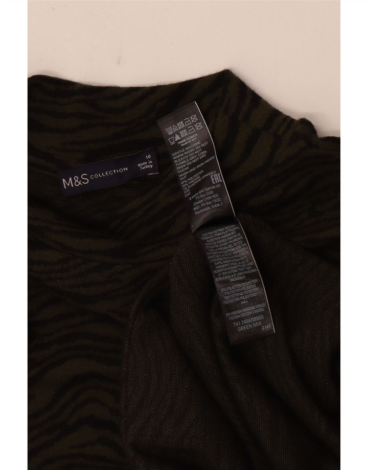 Abito a trapezio da donna Marks & Spencer UK 10 piccola stampa animalier kaki