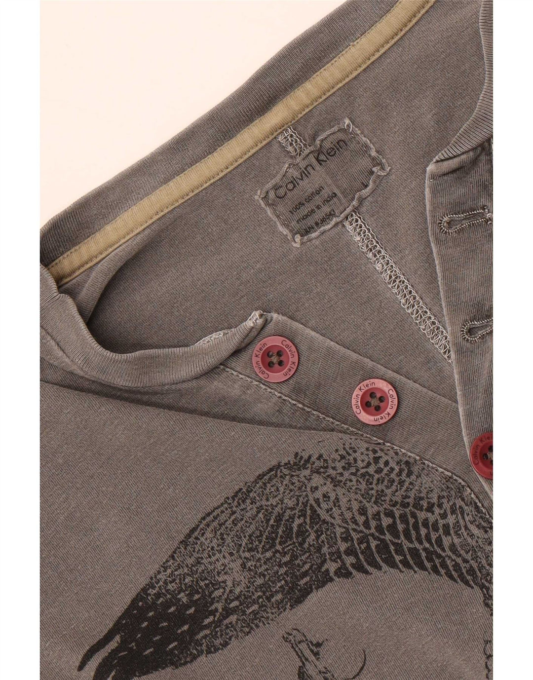 Calvin Klein Top grafico da uomo a maniche lunghe in cotone grigio grande