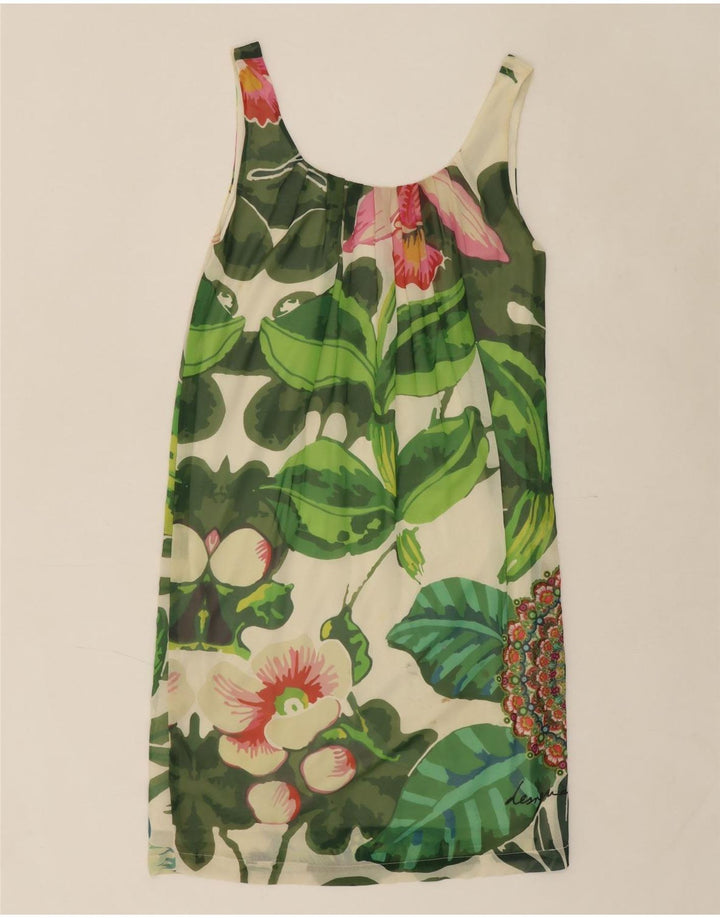 DESIGUAL Womens Sleeveless Basic Dress UK 8 Small White Floral Vintage Desigual and Second-Hand Desigual from Messina Hembry 