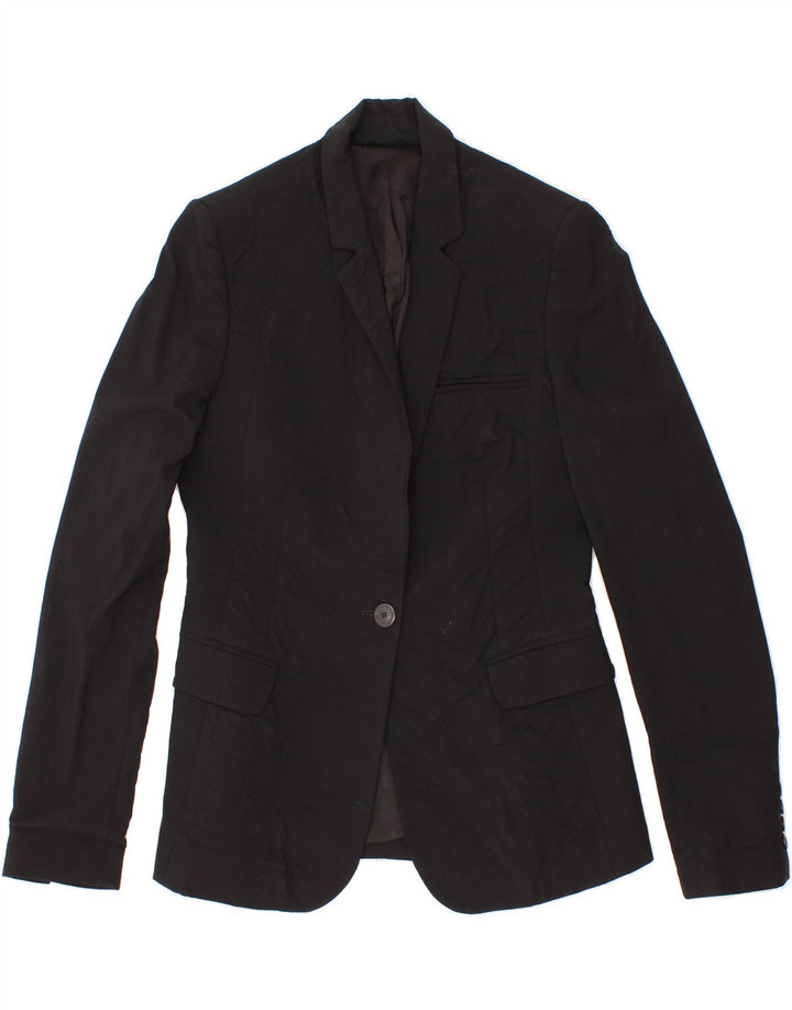 WHISTLES Womens 1 Button Blazer Jacket UK 10 Small  Black Wool Vintage Whistles and Second-Hand Whistles from Messina Hembry 
