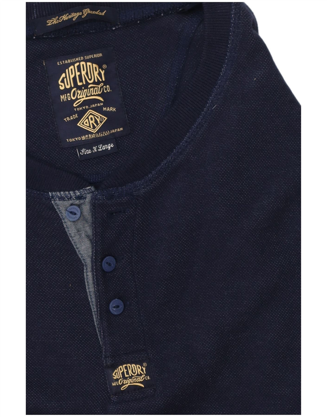 Top da uomo a maniche lunghe Superdry XL blu navy