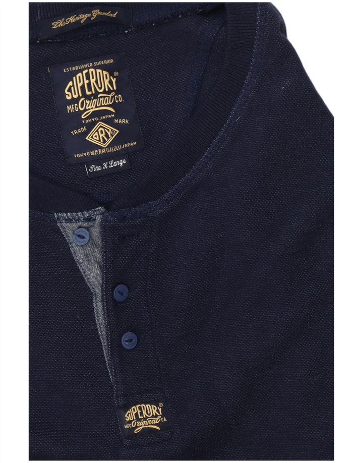 Top da uomo a maniche lunghe Superdry XL blu navy