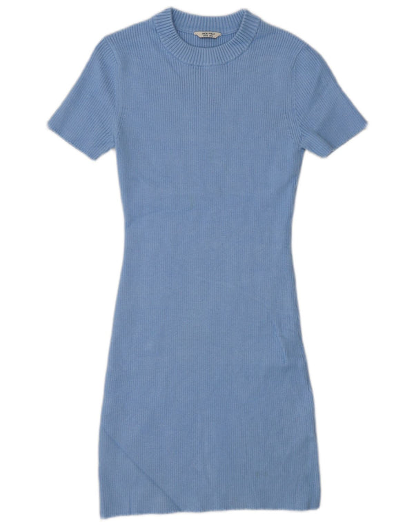 Abito maglione a maniche corte da donna Jack Wills UK 10 piccola viscosa blu