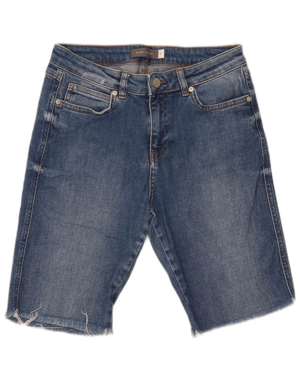 Pantaloncini di jeans vestibilità regolare da donna MINT VELVET UK 10 piccoli W27 cotone blu