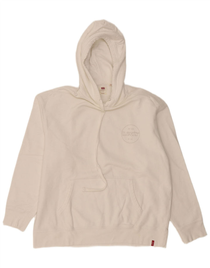 Levi's Uomo Felpa con cappuccio rilassata Maglione grande in cotone bianco
