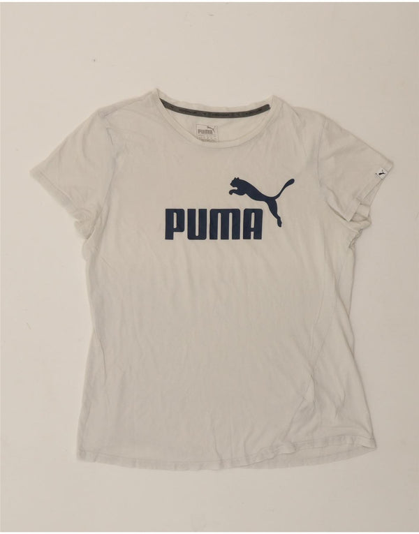 T-shirt grafica da donna Puma UK 16 grande cotone bianco
