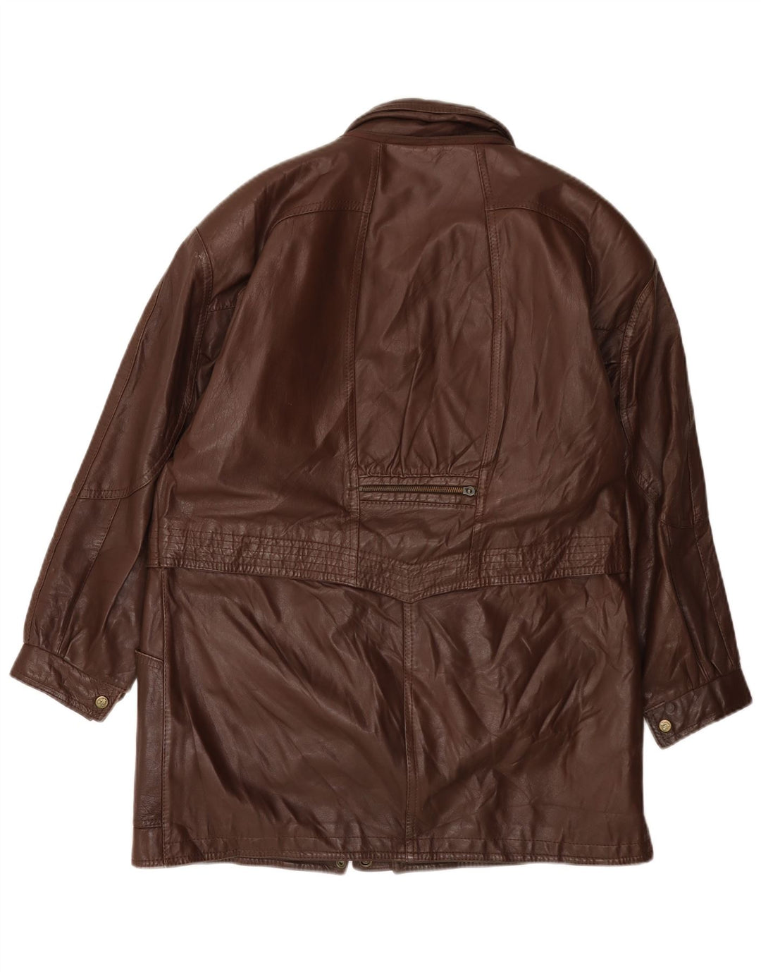 Cappotto in pelle da donna VINTAGE UK 14 grande marrone